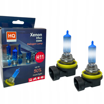 ŻARÓWKI H11 12V 55W XENON EFFECT HQ AUTOMOTIVE 5500K SUPER ZIMNE BIAŁE +50%